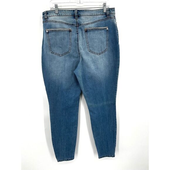 INC INTERNATIONAL CONCEPTS High Rise Embellished Bling Skinny Jeans Size 14 / 32 - Picture 2 of 8